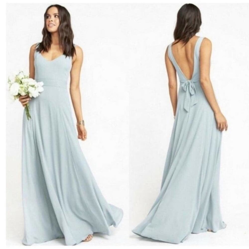 Show Me Your Mumu Jenn Maxi Bridesmaid Dress in Silver Sage Size Small NWT - Picture 3 of 7